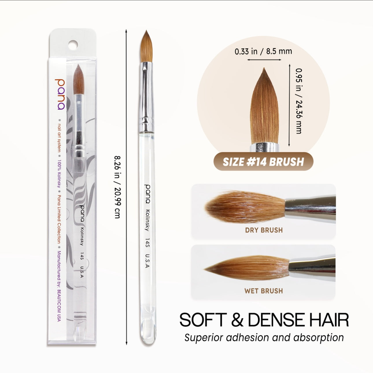 PANA Oval Crimped Clear Acrylic Kolinsky Brush