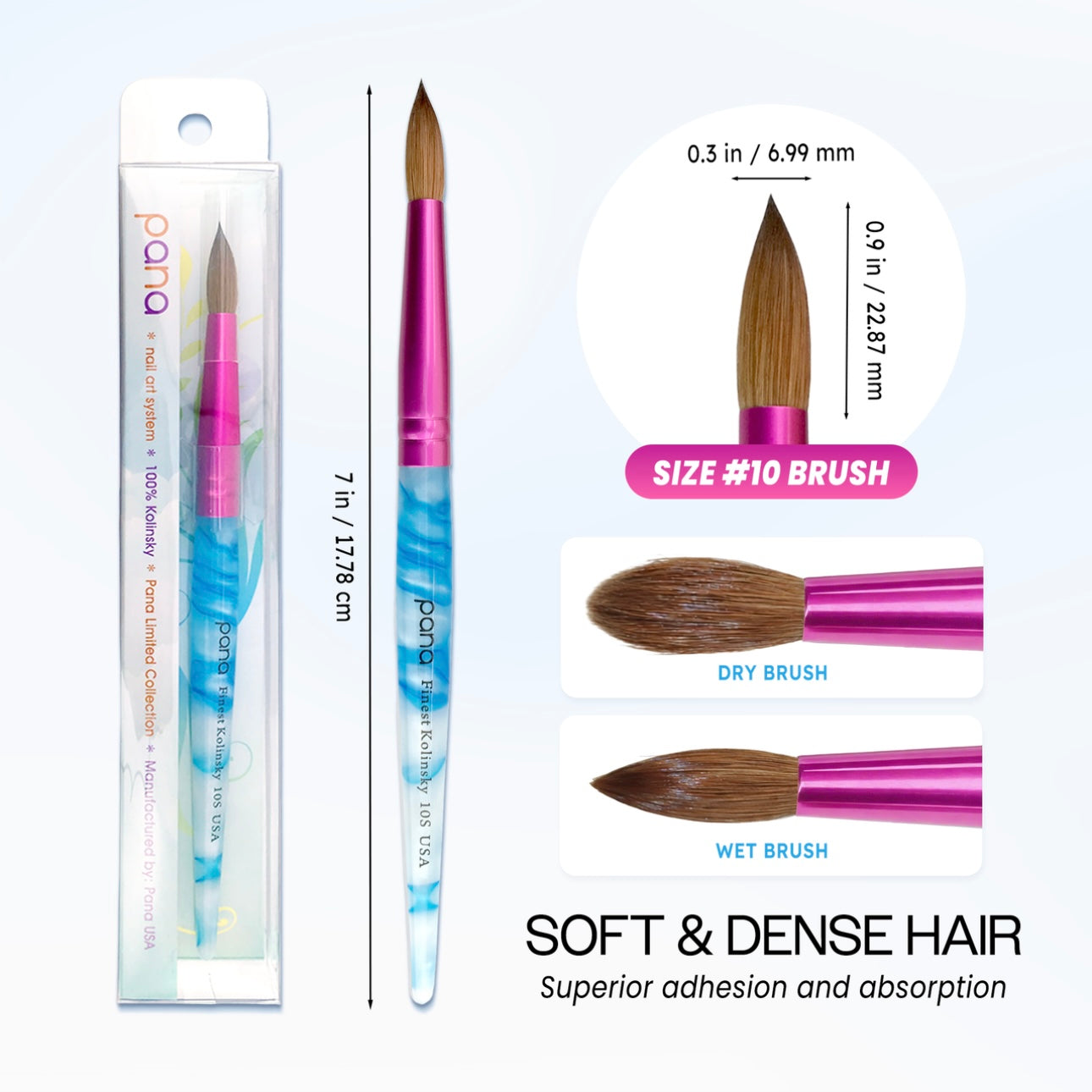 PANA Round Blue & White Swirl Acrylic Kolinsky Brush