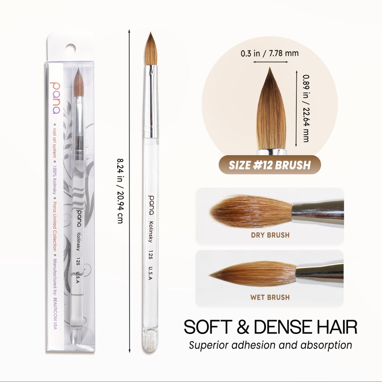 PANA Oval Crimped Clear Acrylic Kolinsky Brush